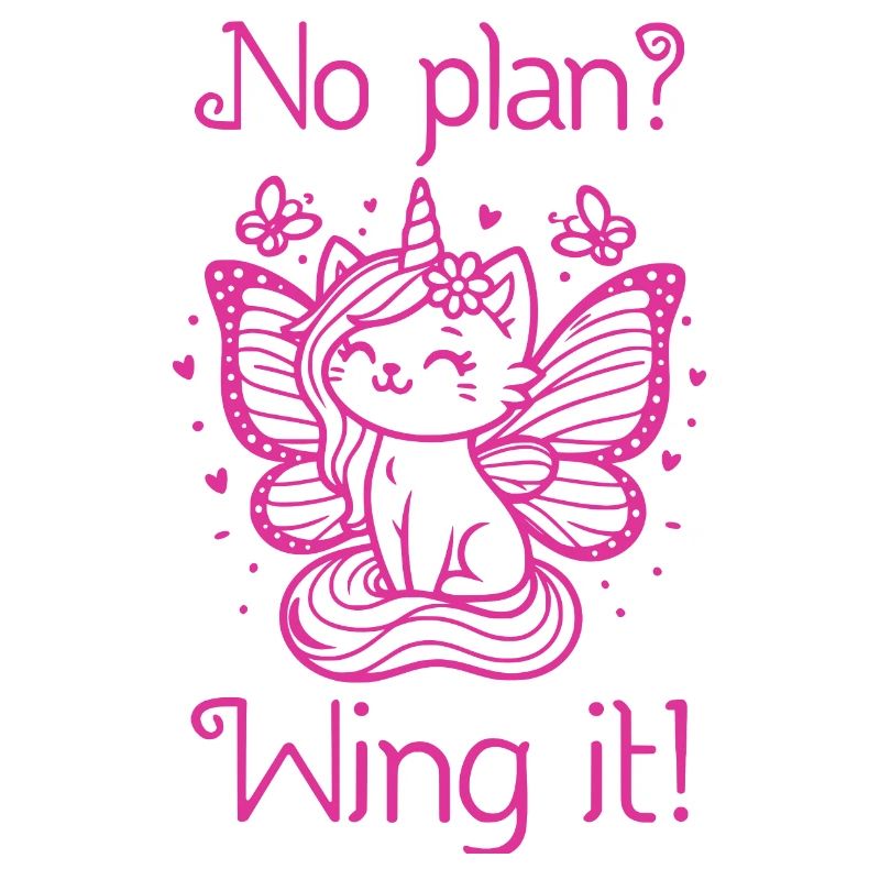 No plan wing it Geflügelte Einhornkatze