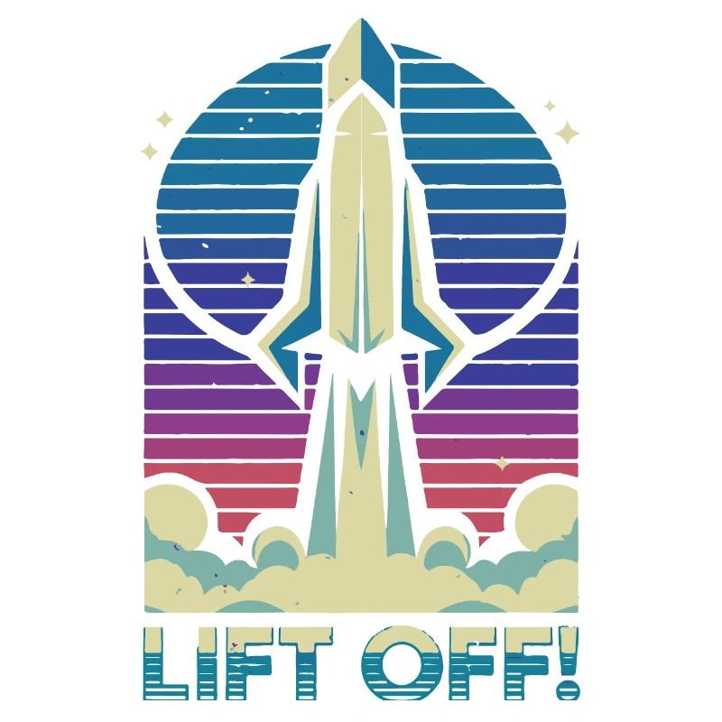 Retro Rocket Launch Illustration