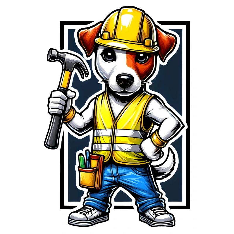 Jack Russell Terrier construction worker