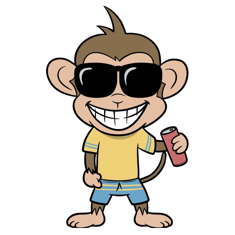 Singe des vacances avec boisson