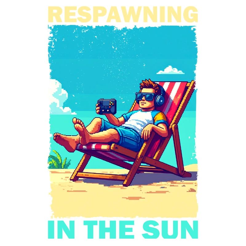 Pixelart Strandjugend mit Gaming-Elementen