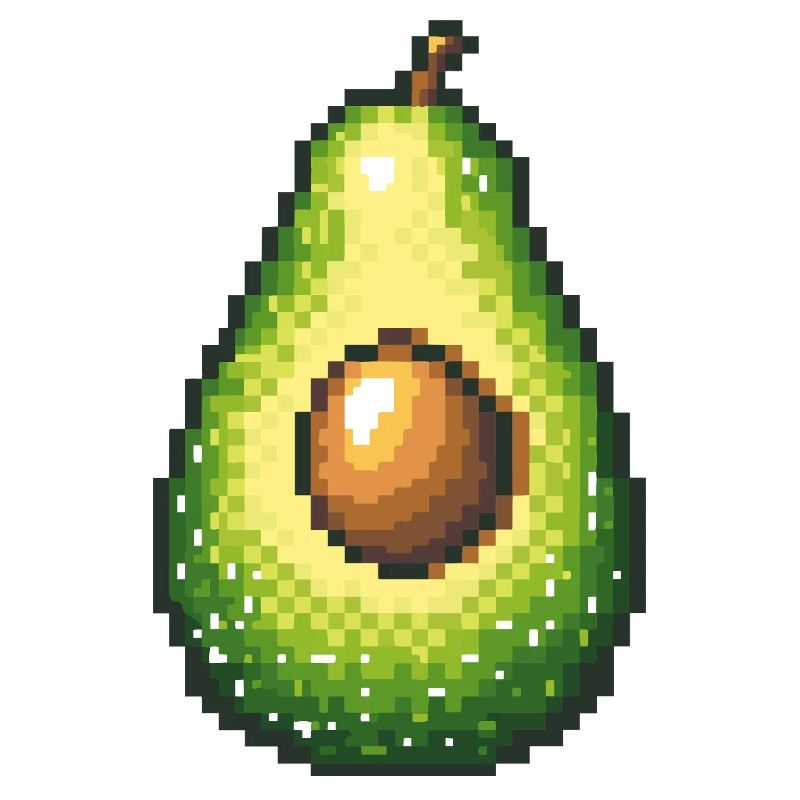 Pixel Avocado Retro Fruit Image