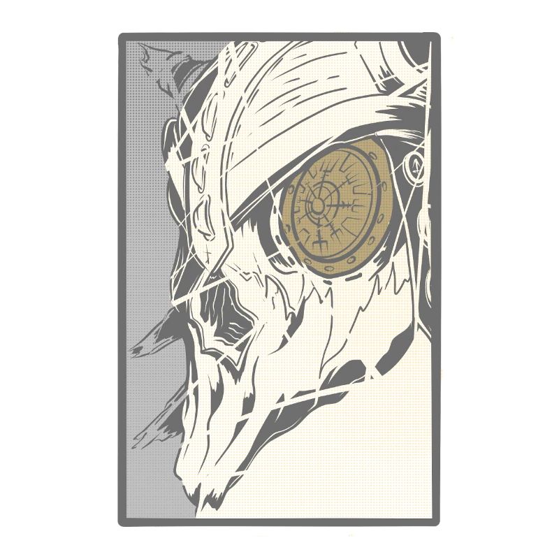 Crâne steampunk avec œil d’horloge