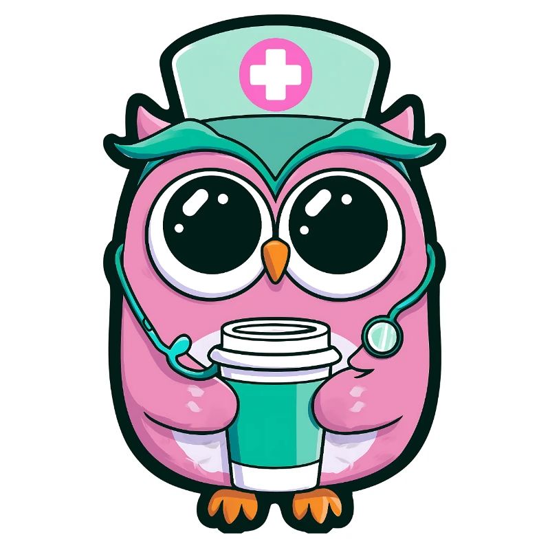 Kawaii Krankenschwester Eule Kaffee