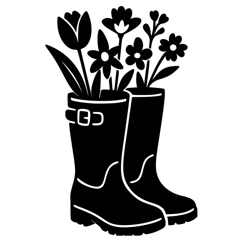 Spring boots with flowers