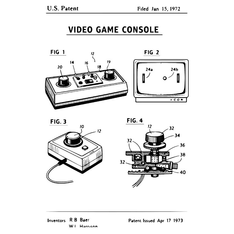 Brevet de plan de console de jeu rétro