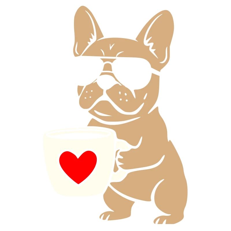 Frenchie Coffee Flat Design