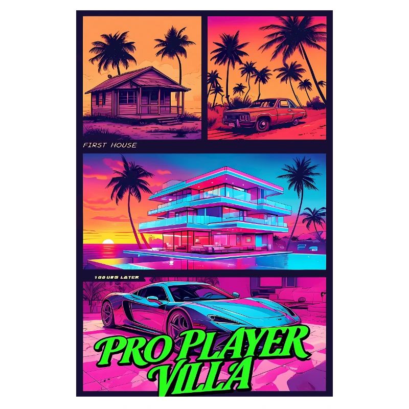 PRO PLAYER VILLA - Art de jeu Neon Synthwave