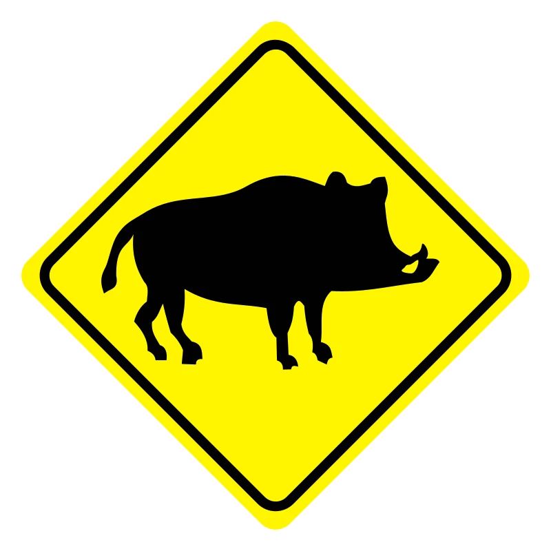 Warning - Wild Boar Pig - 2 Color Vector