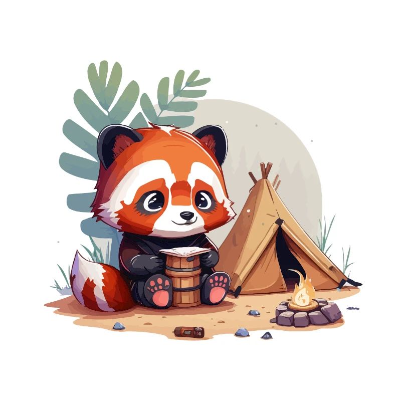 Camping Panda Rouge