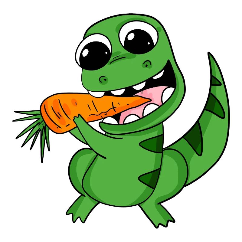 Dino eats carrot