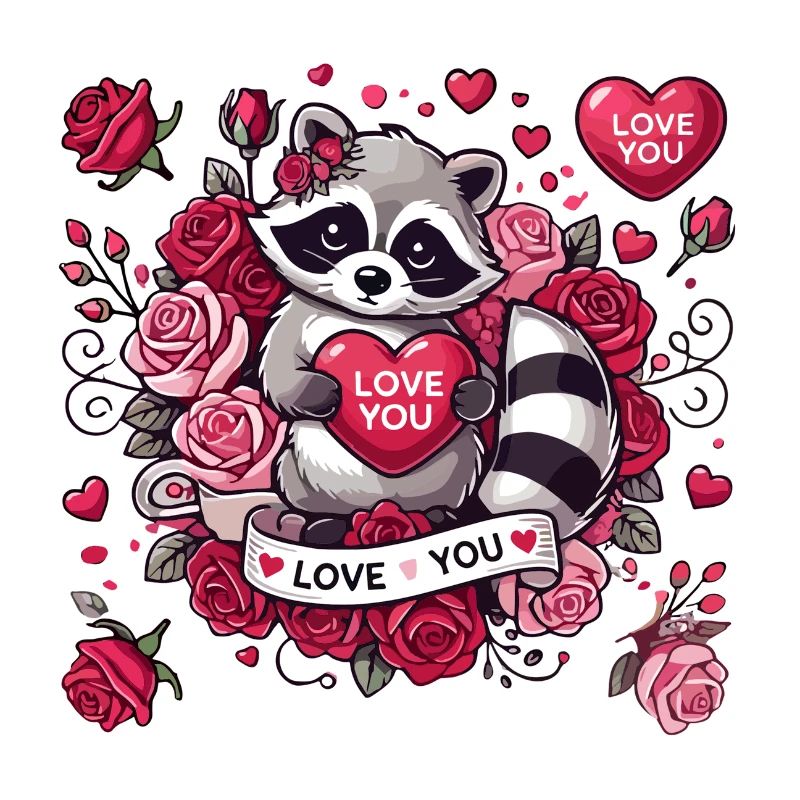 Mignon raton laveur Conception de la Saint-Valentin