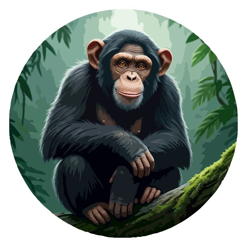 Chimpanzee on tree branch