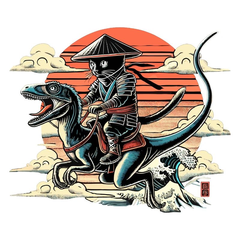 Ninja Cat Raptor Dino Cone Hat Gift