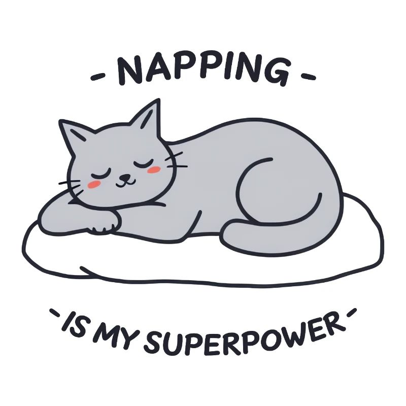 Relaxed Gray Cat Sleeping on a Pillow