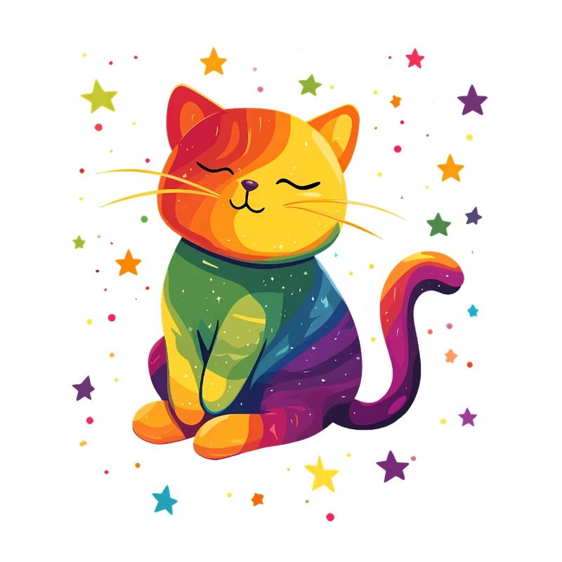 Chat arc-en-ciel mignon
