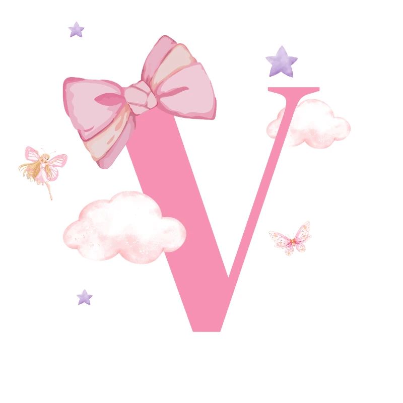 Letter v pink clouds
