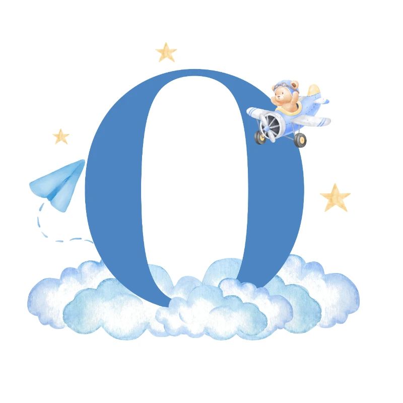 Letter o Blue Clouds Airplane Child