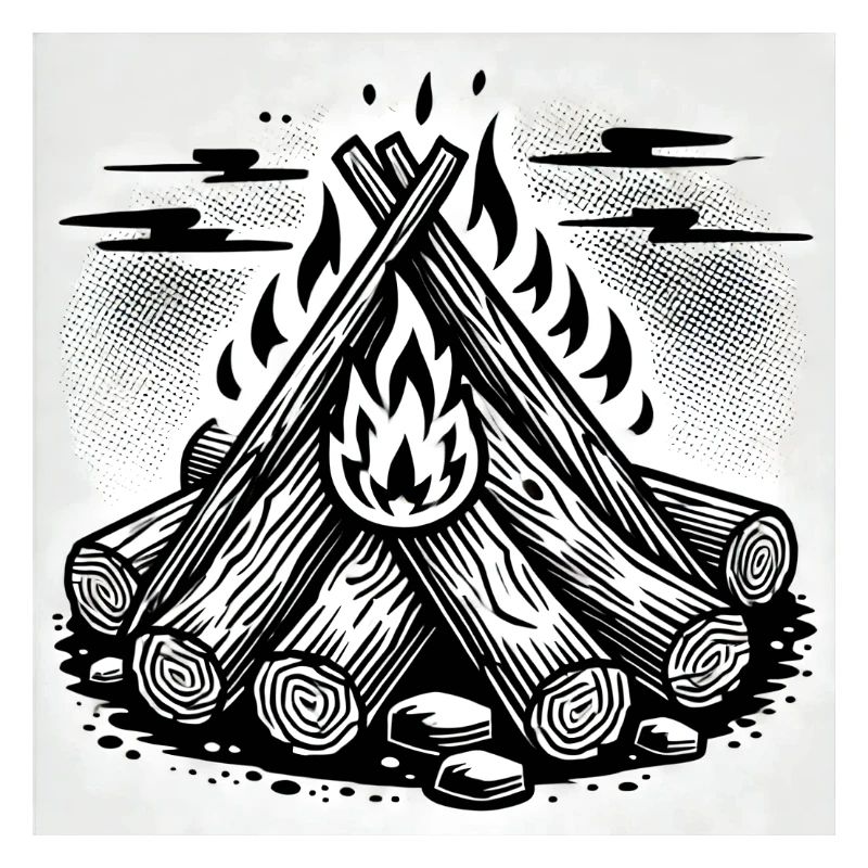Flame Play in Comic Style: Campfire Art