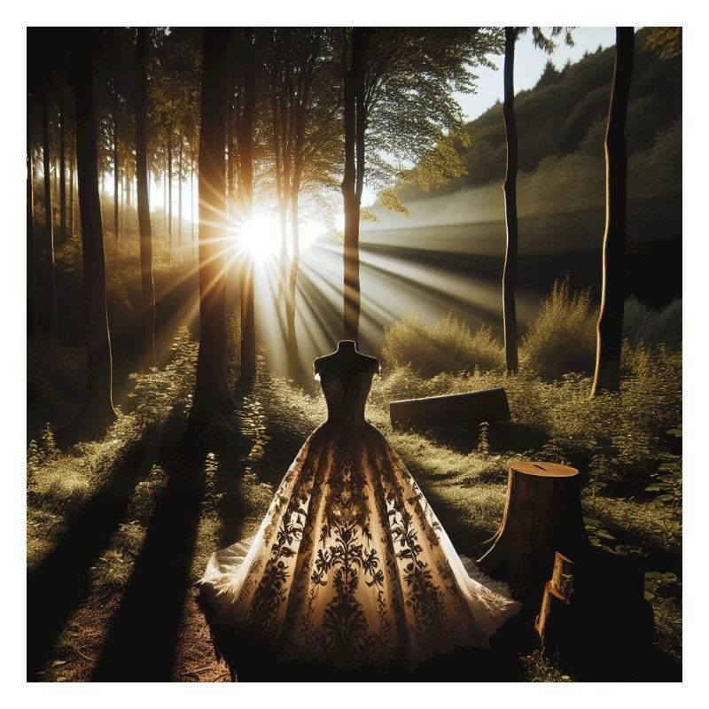 Robe de mariée forêt coucher de soleil
