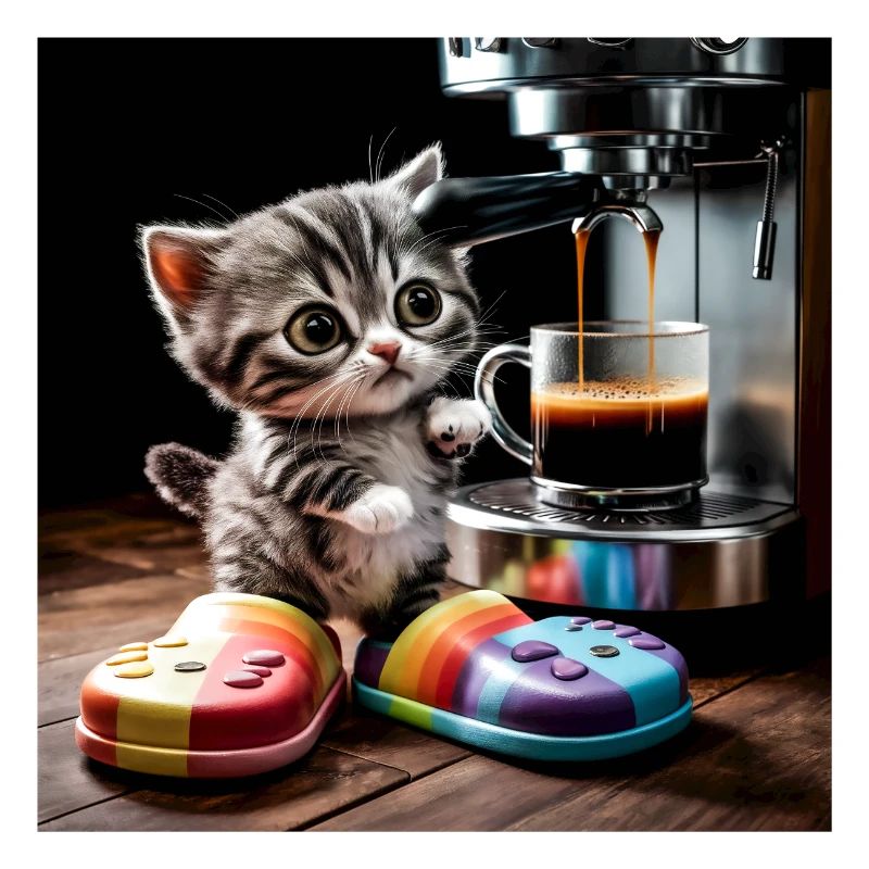 Le chat prend une pause-café