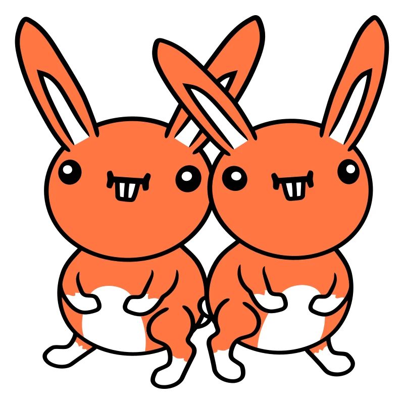 2 Bunnies Team Funny Grimace Silly Funny Smile