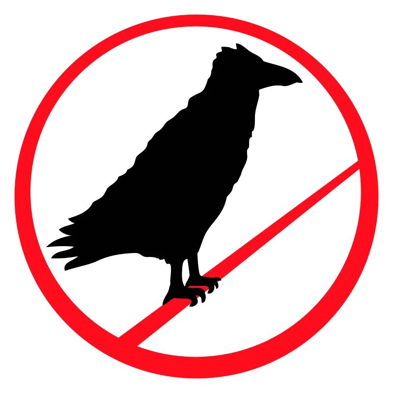 Corbeau assis interdit Rod Corde signe Note