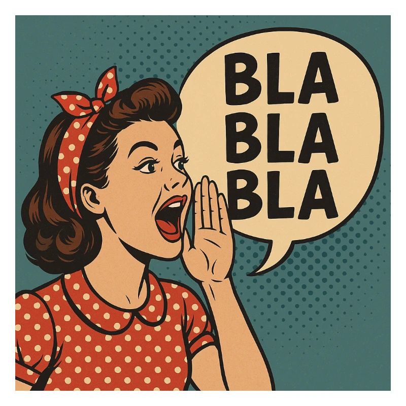 Fille rétro criant Bla Bla Bla Bla