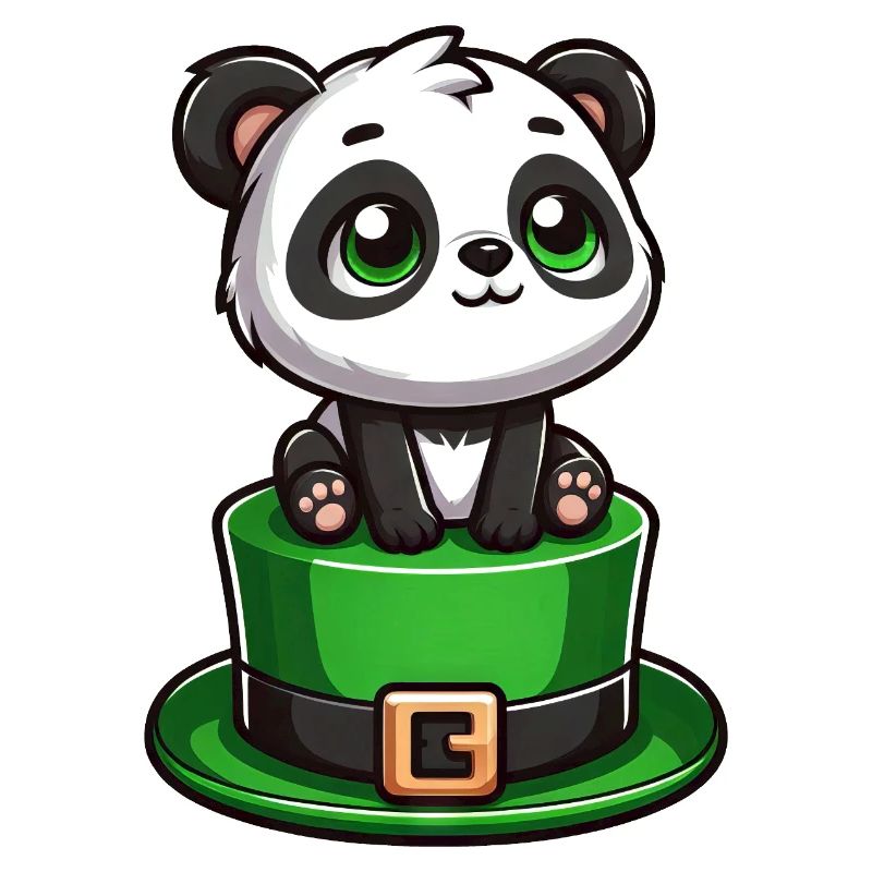 Panda de la Saint-Patrick avec chapeau haut de forme et trèfle