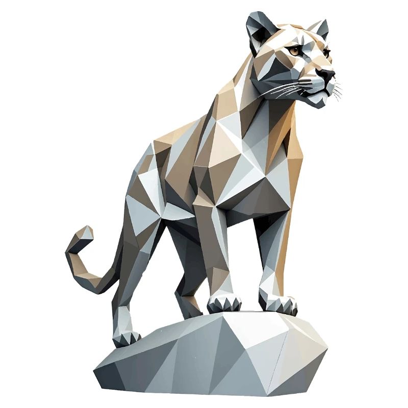 Mountain Lion - Mignon chat Low Poly