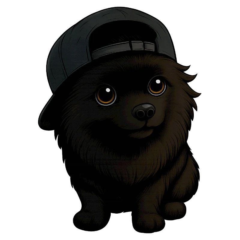 Chien Spitz drôle avec capuchon et expression