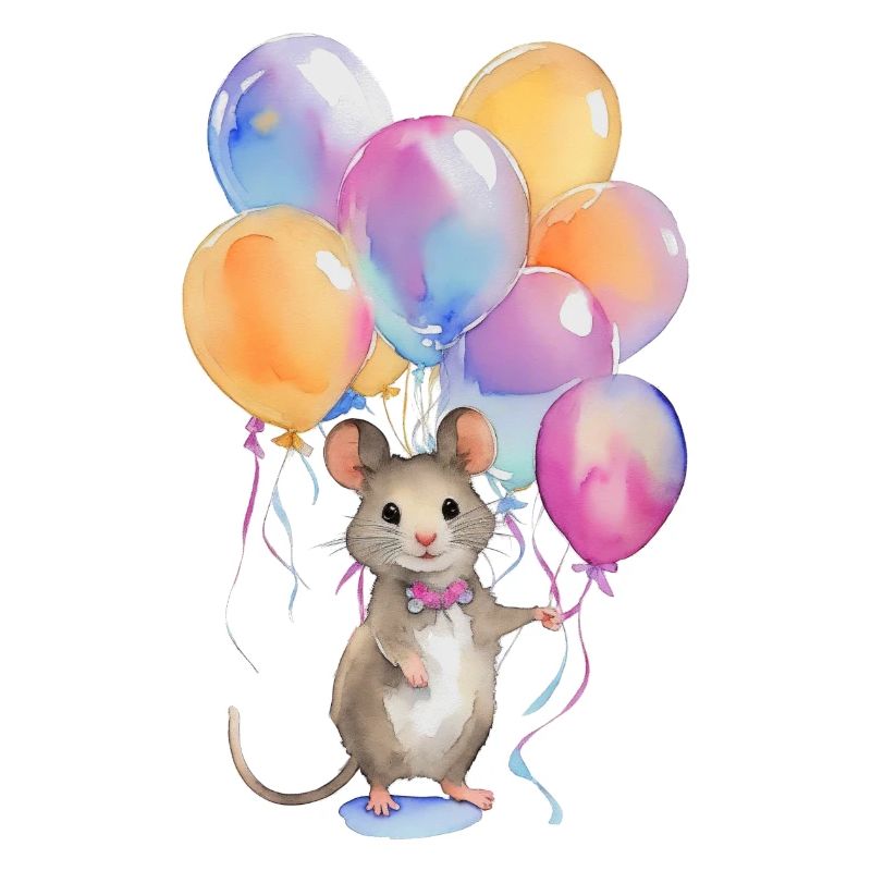 Mouse with balloons