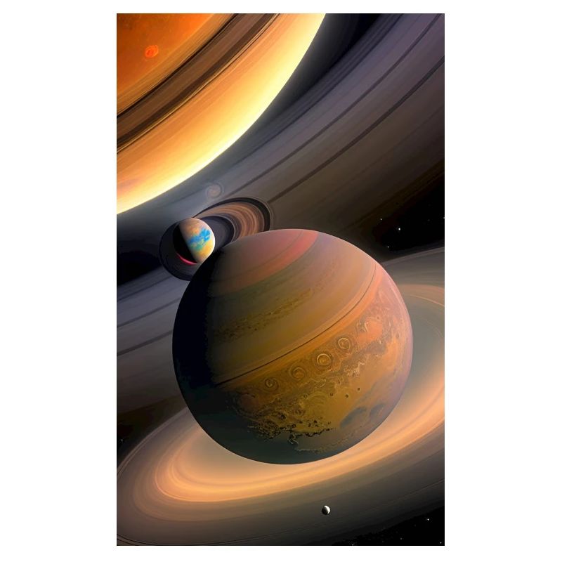 Celestial Ringed Planets Artwork