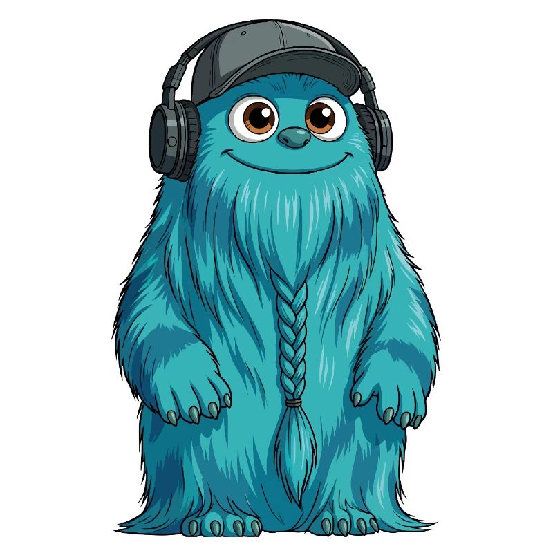 DJ Fluffo avec une tresse devant - Design Fluffonster