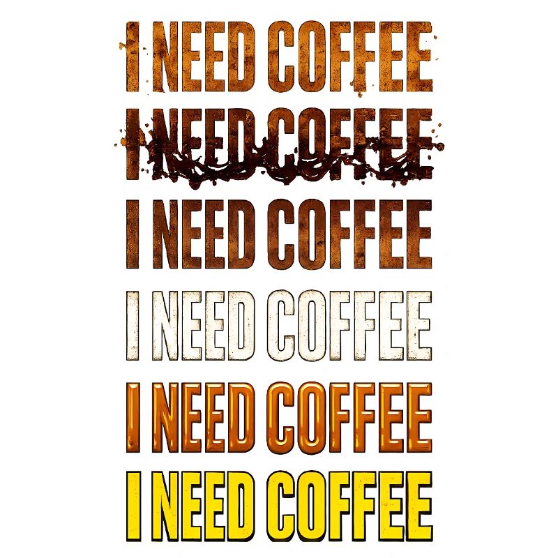 I Need Coffee – Color Gradient Text