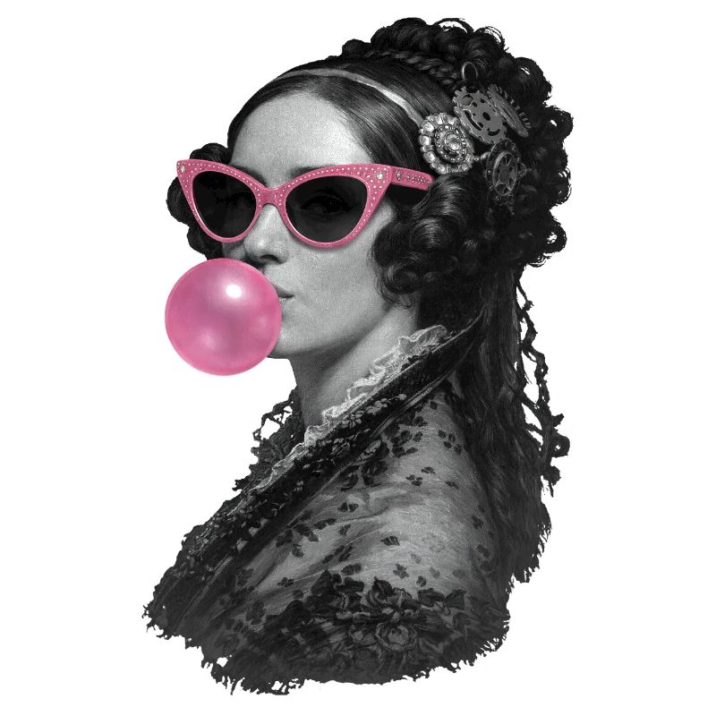 Ada Lovelace with pink sunglasses and bubblegum
