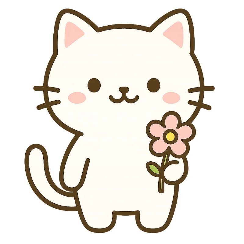 Chat mignon avec fleur