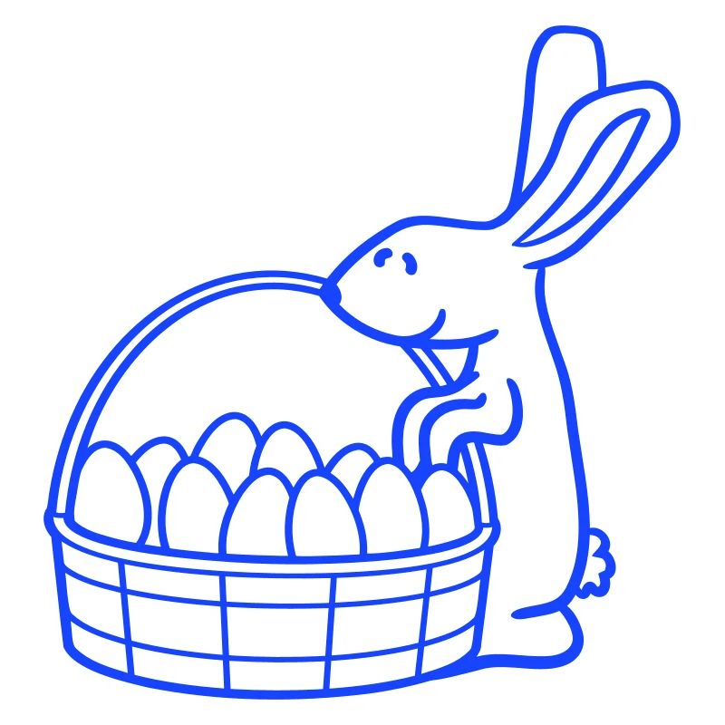 Bunny basket Easter eggs looking Easter bunny colorful eggs