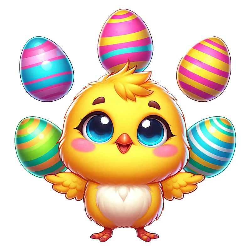 Easter Chicken Chick Easter Egg Colorful Eggs Juggle