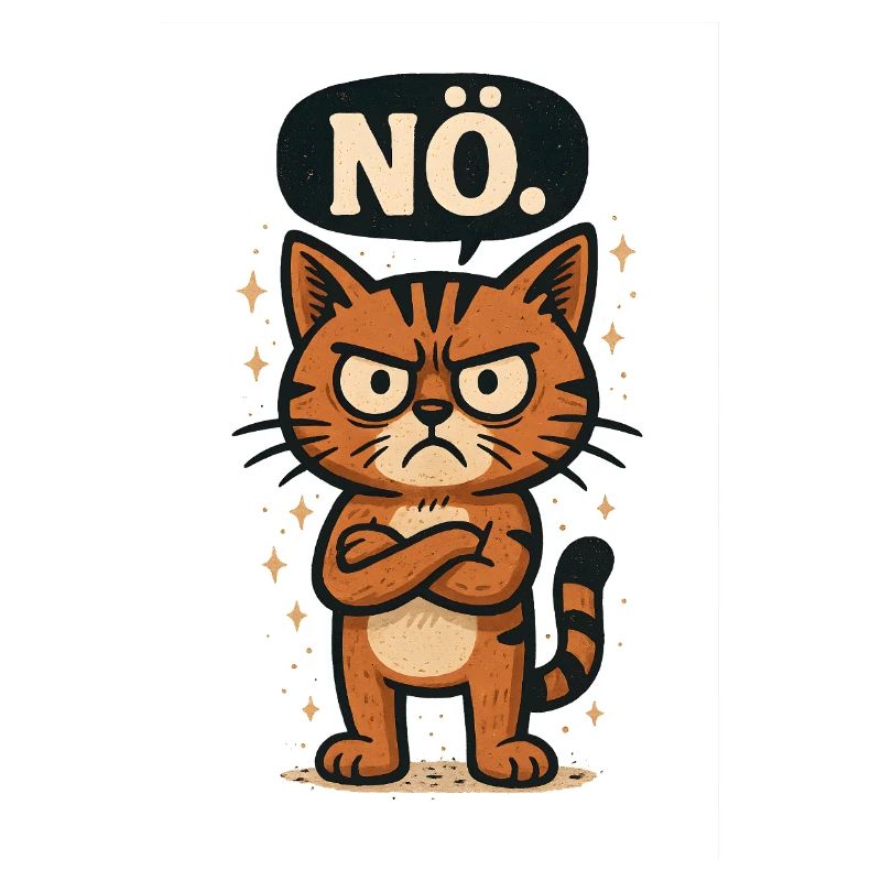 Drôle de chat avec un dicton effronté Non