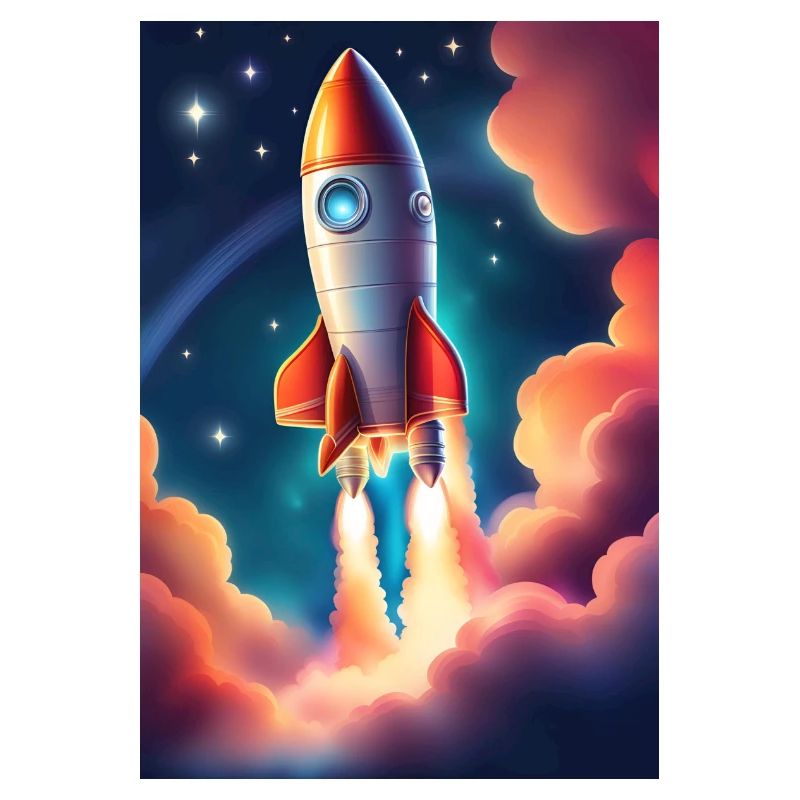 Fusée mignonne dans l’espace