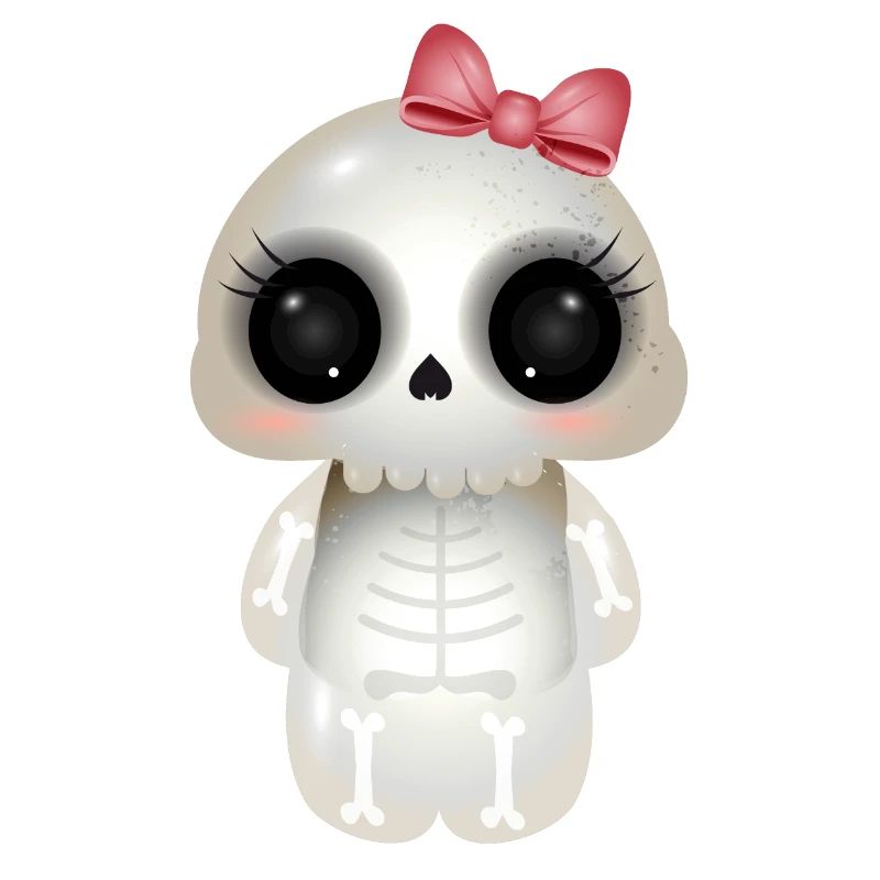 cute skull with pink bow