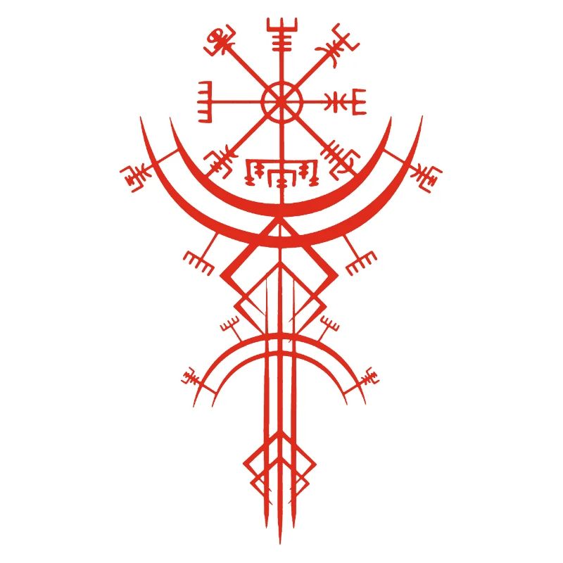 Rotes Symbol eines Wikinger-Kompasses