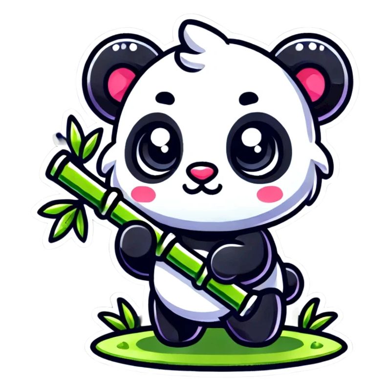 Panda mignon avec bambou