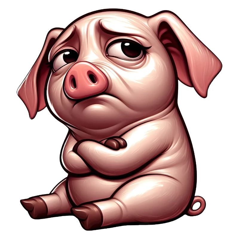 Mignon cochon de dessin animé têtu avec entrelacé