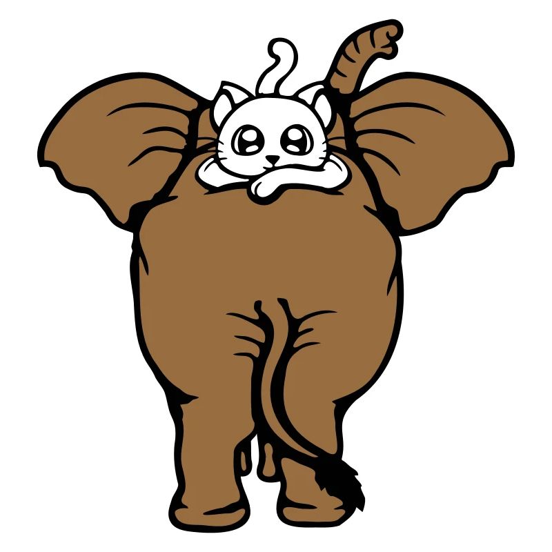Chat Éléphant Équipe de marche Couché 2 Amis Mignon