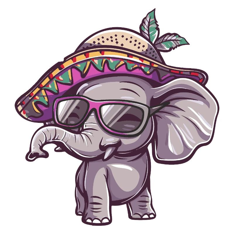 Elephant Comic Funny Sombrero