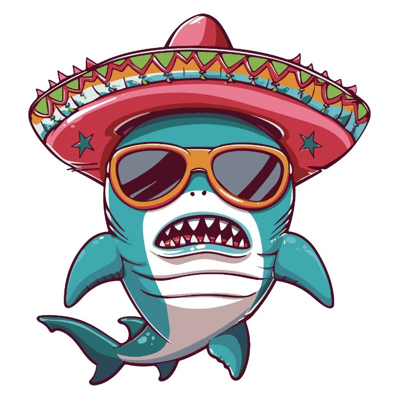 Shark Comic Funny Sombrero