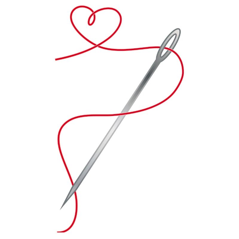 Needle and sewing thread with heart