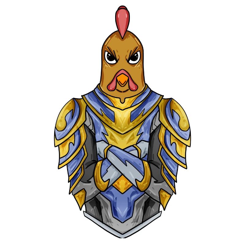 Knight Chicken avec Armor Crusader